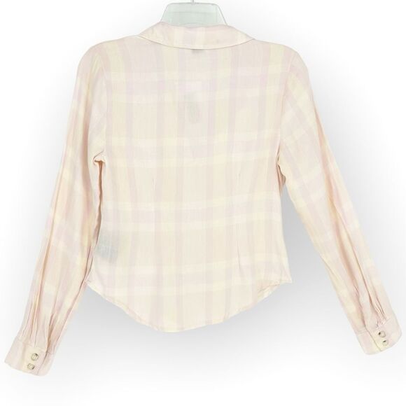 SANCTUARY CLOTHING NWT WOMENS WHISPER PLAID RUCHED BOYFRIEND SHIRT- size M - Picture 9 of 11